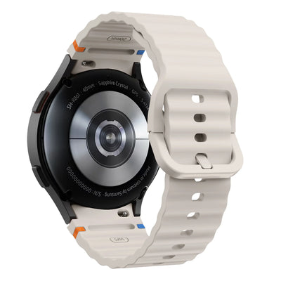 Silicone Watch Band Compatible with Samsung Galaxy Watch 4 Classic Starlight, 42mm 46mm