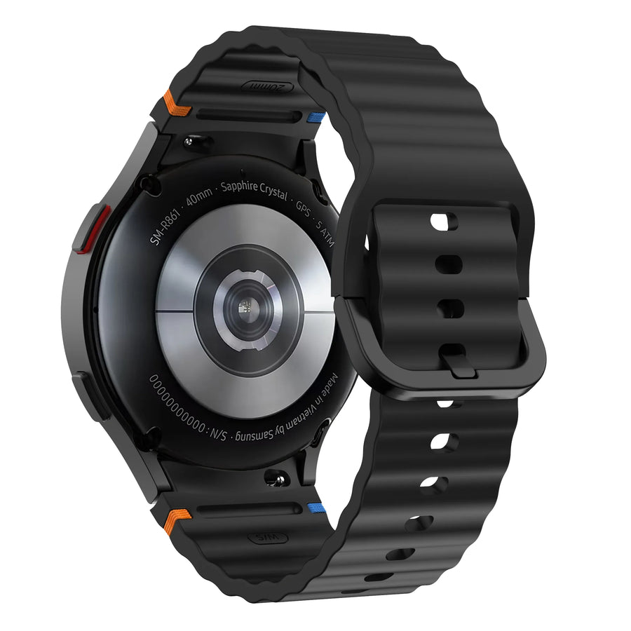 Silicone Watch Band Compatible with Samsung Galaxy Watch 4 Black, 40mm 44mm