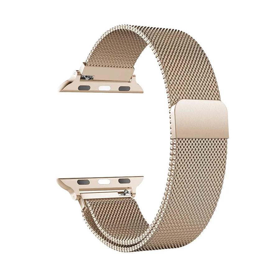 Milanese Watch Band Compatible with Apple Watch Ultra 2 3 Series 11 10 9 8 7 6 5 3 SE Champagne, 42mm 44mm 45mm 46mm 49mm