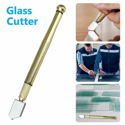 Glass Cutter Tool, Tungsten Carbide Wheel Oil Feed Cutter for Tile Mirror Window Glass, Gold
