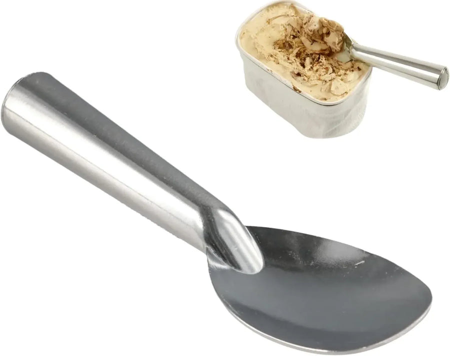 Aluminum Ice Cream Spade Scoop, Beveled Paddle with Ergonomic Hollow Handle for Gelato Sorbet, Silver