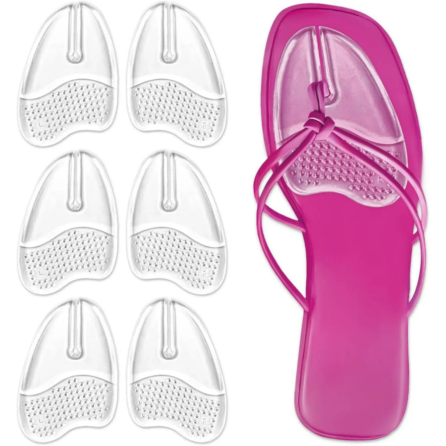 3 Pairs Gel Metatarsal Pads for Flip Flops, Washable Ball of Foot Cushions for Thong Sandals