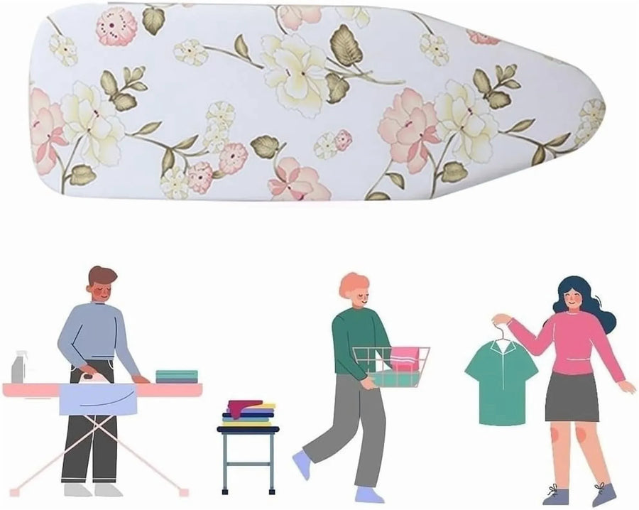 Ironing Board Cover Replacement, Padded Cotton Scorch Resistant Laundry Cover, Peony 43 x 16 In
