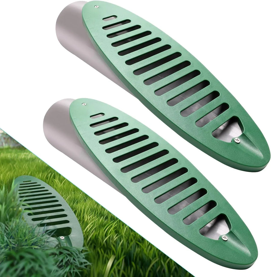 2 Pack 4 Inch Angled Drain Grates, PVC PE Yard Drain Emitters for Gutters Lawn Drainage, Green