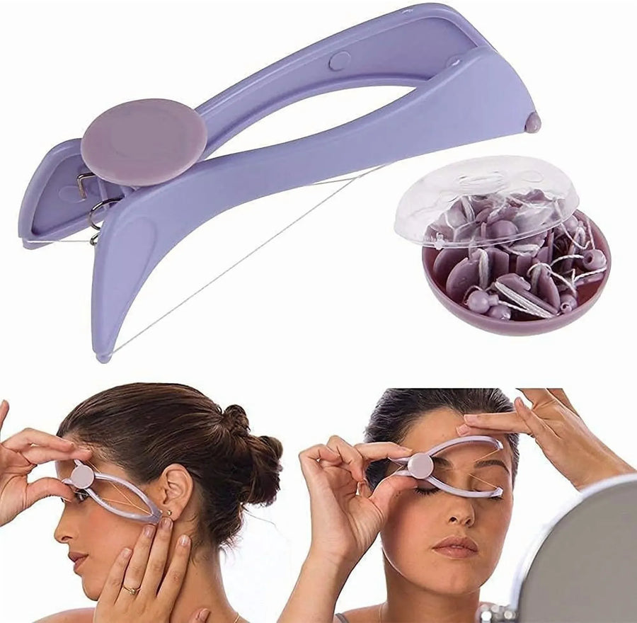 Facial Hair Threading Epilator Kit, Spring Root Hair Remover with 10 Extra Threads for Women