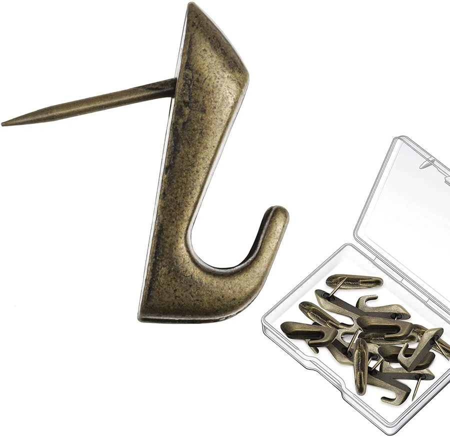 15 Pcs Push Pin Picture Hangers, Metal Zinc Alloy Wall Hooks for Home Office Decor, Bronze