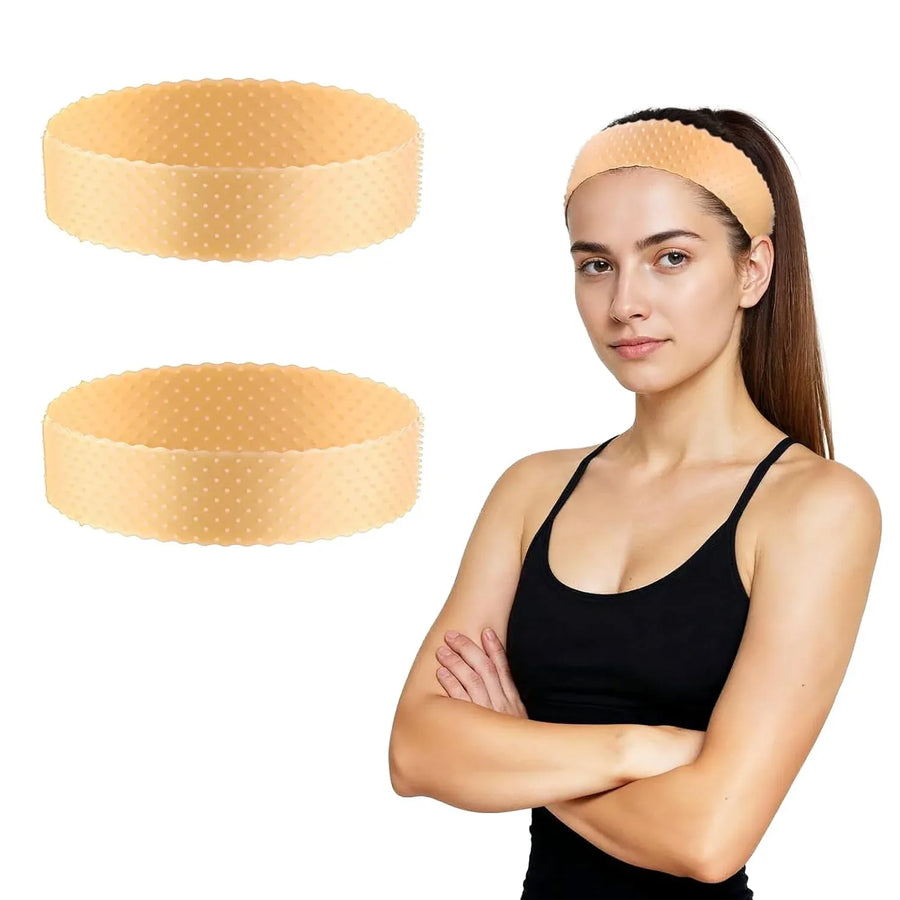 2 Pack Silicone Wig Grip Bands, No Slip Double Sided Elastic Wig Headbands, Skin Color Medium