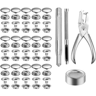 200 Pcs Stainless Steel Snap Fastener Kit, Heavy Duty Press Studs with Pliers for Sewing