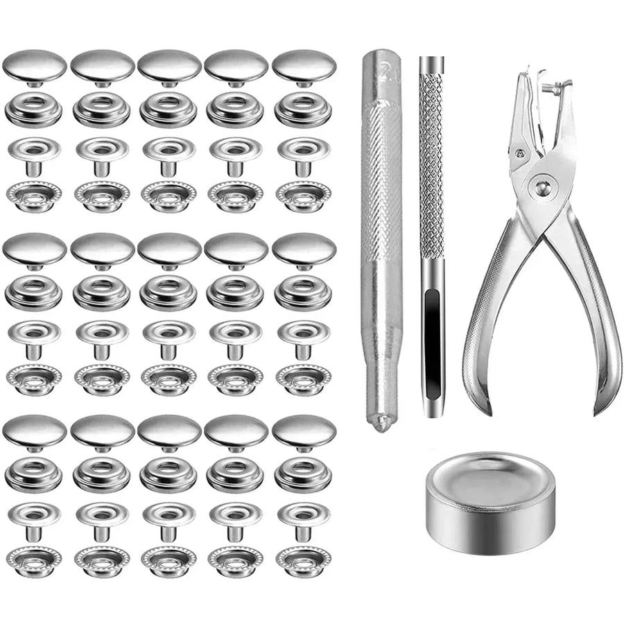 200 Pcs Stainless Steel Snap Fastener Kit, Heavy Duty Press Studs with Pliers for Sewing