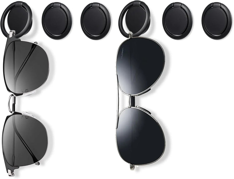 6 Pack Wall Mounted Sunglasses Organizer, Folding Eyeglass Holder Rack for Closet, Black