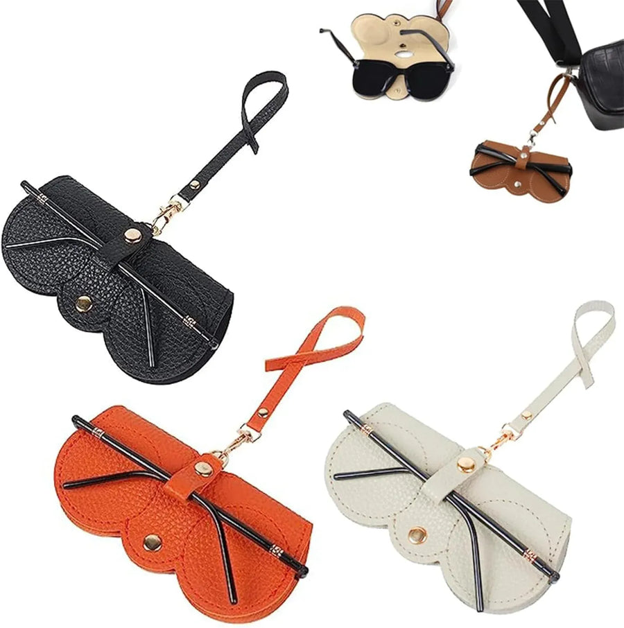 3 Pcs Soft Leather Sunglasses Cases, Slim Eyeglass Pouches with Wrist Strap for Travel