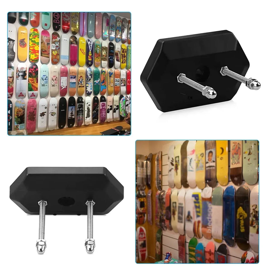 2 Pack Skateboard Wall Mount Hangers, Reinforced ABS Floating Display Racks for Longboards, Black