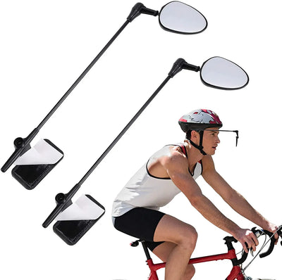 2 Pcs Bike Helmet Mirrors, 360 Degree Adjustable Convex Rear View Mirrors for Cycling, Black
