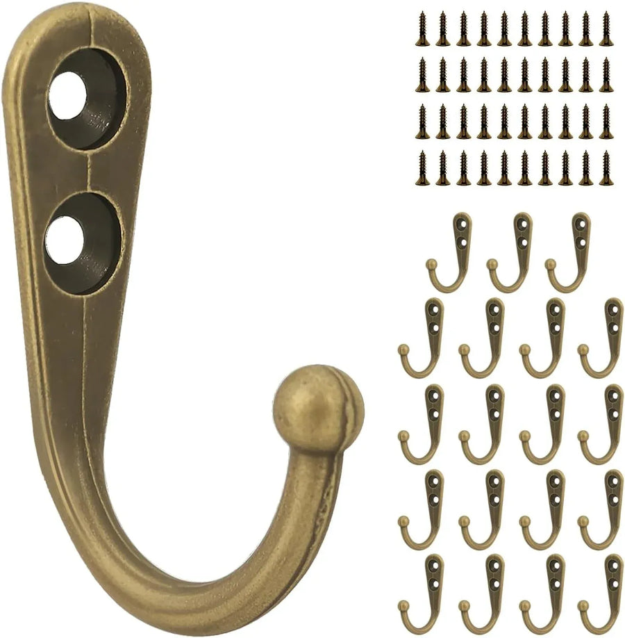20 Pcs Small Wall Hooks, Zinc Alloy Key Coat Cup Hooks with Stainless Screws, Bronze