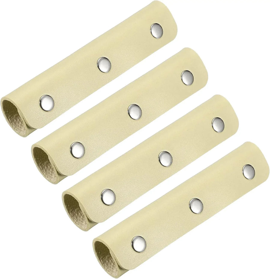 4 Pcs Handbag Handle Covers, PVC Leather Grip Protectors with Suede Lining for Tote Bags, Beige