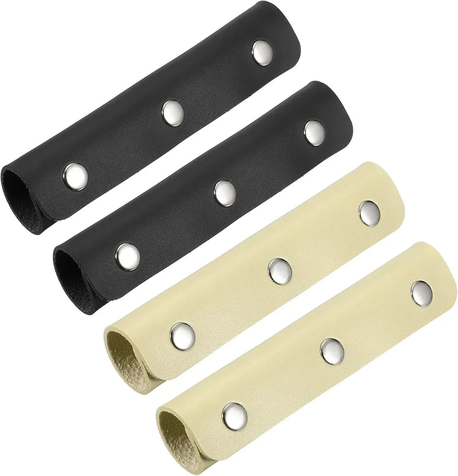 4 Pcs Handbag Handle Covers, PVC Leather Grip Protectors with Buckles, Beige and Black
