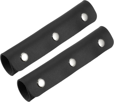 4 Pcs Handbag Handle Covers, PVC Leather Non Slip Grip Protectors with Buckles, Black