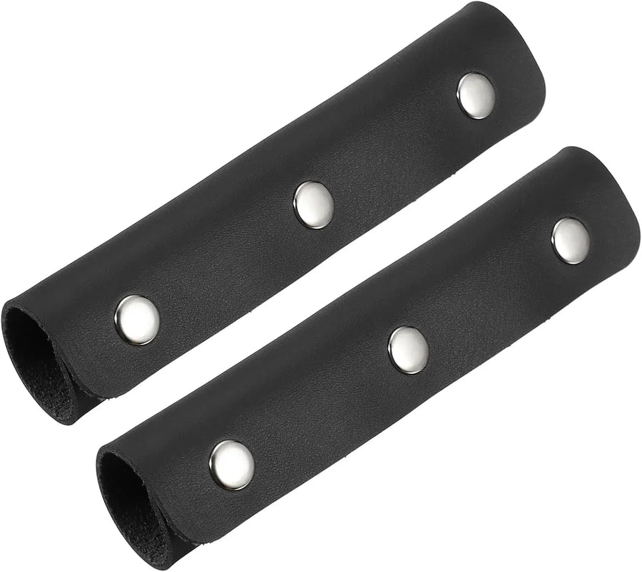 4 Pcs Handbag Handle Covers, PVC Leather Non Slip Grip Protectors with Buckles, Black