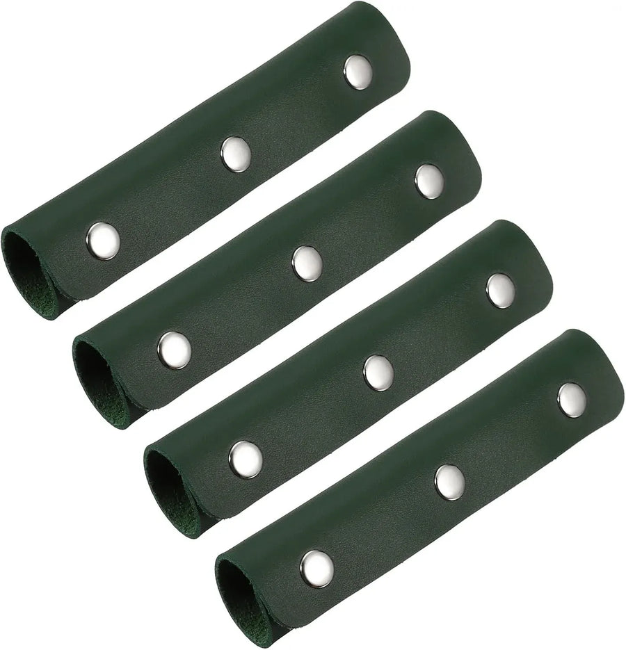 4 Pcs Handbag Handle Covers, PVC Leather Grip Protectors with Suede Lining, Dark Green