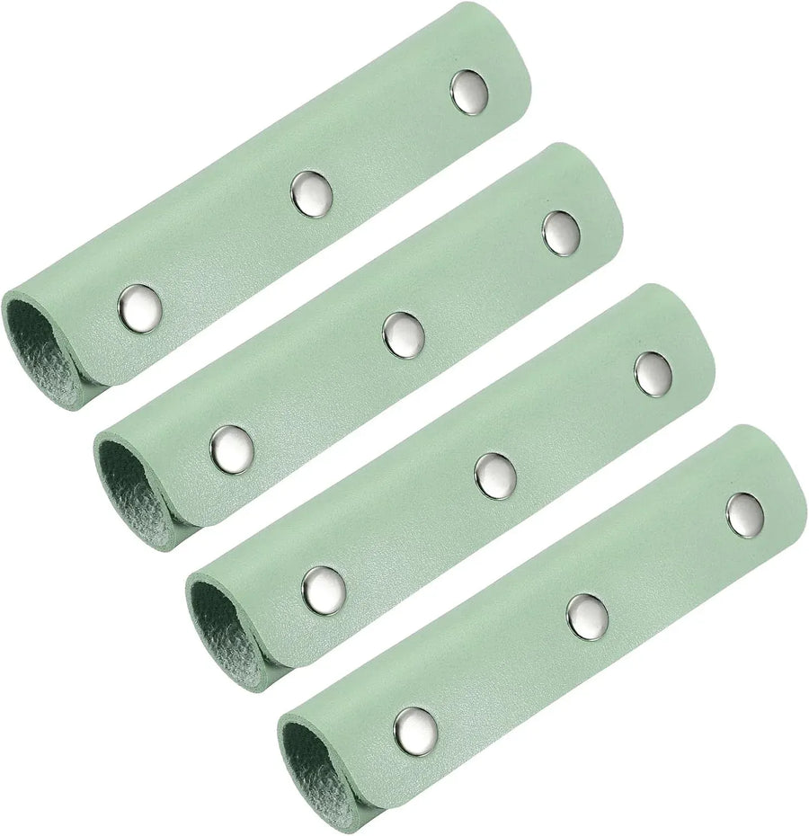 4 Pcs Handbag Handle Covers, PVC Leather Grip Protectors with Silver Buckles, Turquoise