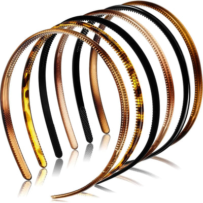6 Pcs Thin Plastic Headbands, Non Slip Teeth Hair Bands for Women Makeup, Multi Color 8mm