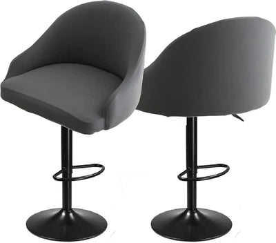 Square Saddle Bar Stool Covers Set of 2, Stretch Jacquard Washable Seat Slipcovers, Grey