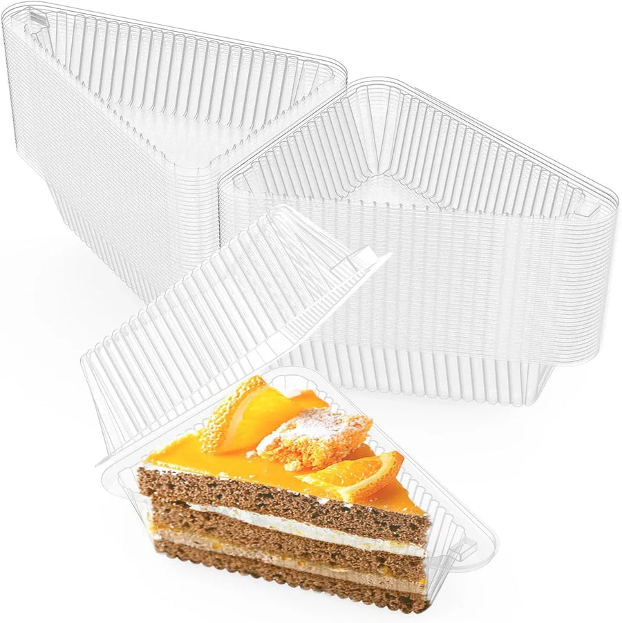 100 Pcs Clear Cake Slice Containers, Hinged Triangle Pie Boxes for Bakery Catering, 5 Inch