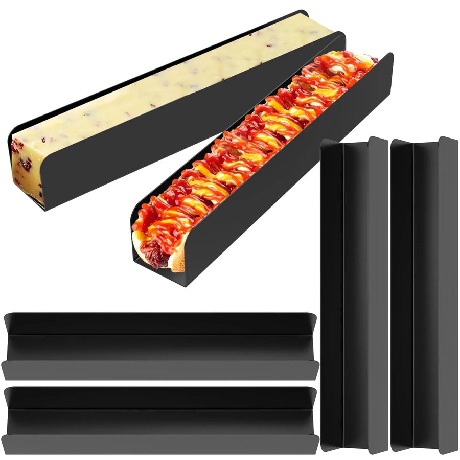 6 Pcs Carbon Steel U Shape Baking Mold Set, Non Stick Cookie Bread Loaf Pans for Home Baking, Black