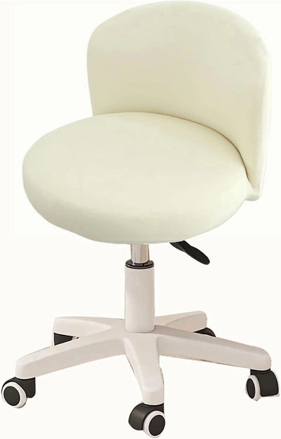 Round Back Chair Cover, Stretch Slipcover for Swivel Salon Vanity Stool, White 13-15 In