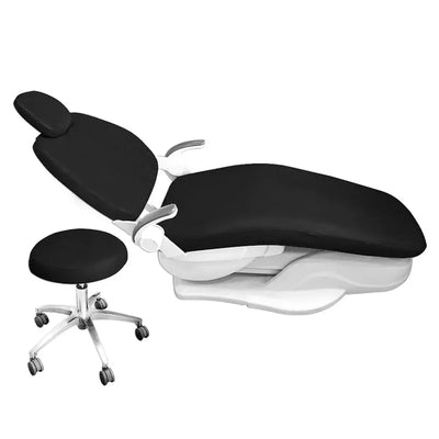 4 Pcs Dental Chair Covers, Waterproof PU Leather Protective Covers for Clinic Chairs, Black