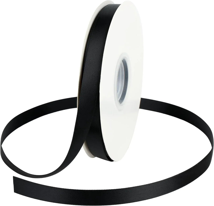 Double Face Satin Ribbon, Polyester Gift Wrapping Wedding Craft Ribbon, Black 1/2 In x 50 Yd