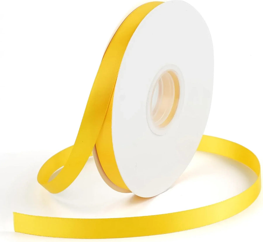 Double Face Satin Ribbon, Polyester Gift Wrapping Wedding Craft Ribbon, Yellow 1/2 In x 50 Yd