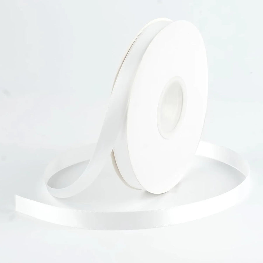 Double Faced Satin Ribbon, Polyester Craft Ribbon for Wedding Gift Wrap, White 1/2 In x 50 Yd