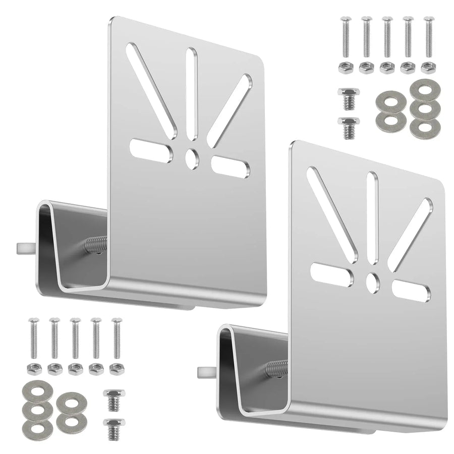 2 Pack Gutter Mount Brackets, Stainless Steel Drill Free Holder for Solar Security Cameras
