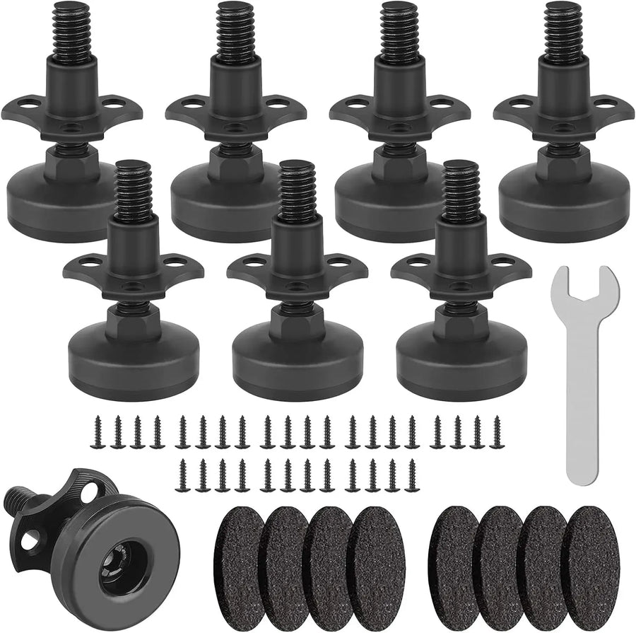 8 Pack Heavy Duty Furniture Levelers, 3/8-16 Adjustable Leg Levelers for Tables Chairs, Black