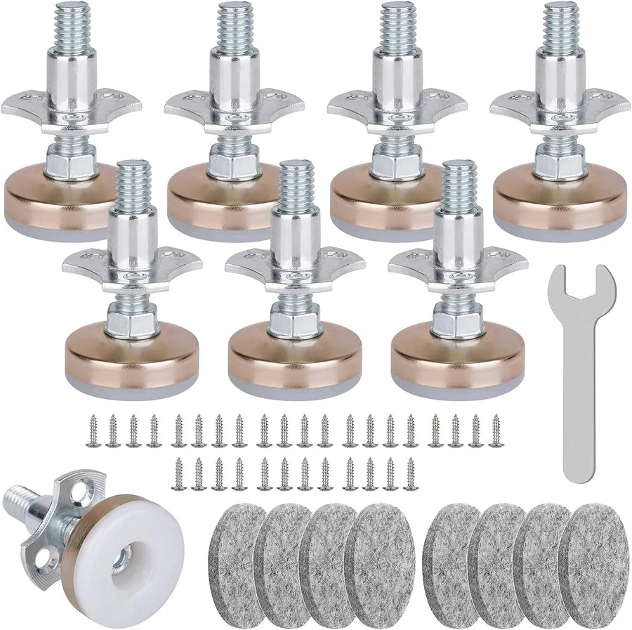 8 Pack Heavy Duty Furniture Levelers, 3/8-16 Adjustable Leg Levelers for Tables Chairs, Silver