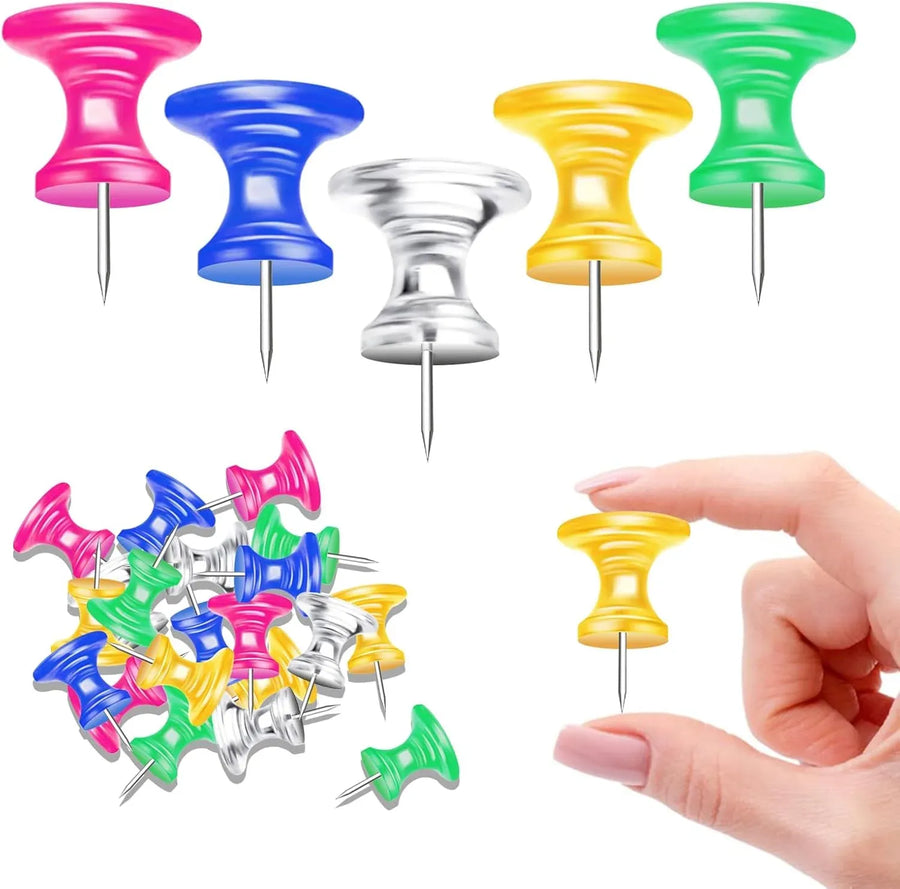 60 Pcs Large Push Pins, Jumbo Plastic Head Stainless Steel Thumb Tacks, Mixed Colors 1 Inch