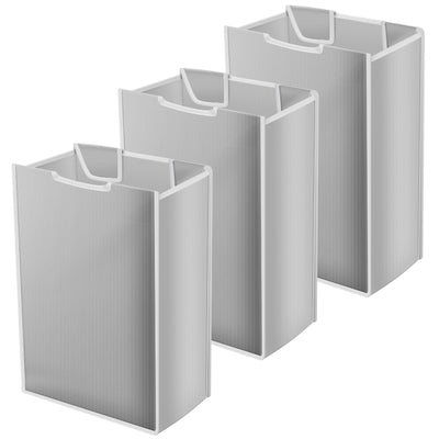 3 Pcs Laundry Sorter Cart Replacement Bags, Heavy Duty Oxford Hamper Liners for 3 Section Carts, Gray