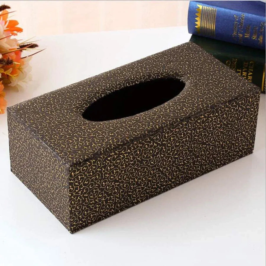 Leather Tissue Box Holder, Rectangular Cover with Lid for Home Office Car Tabletop, Brown 1
