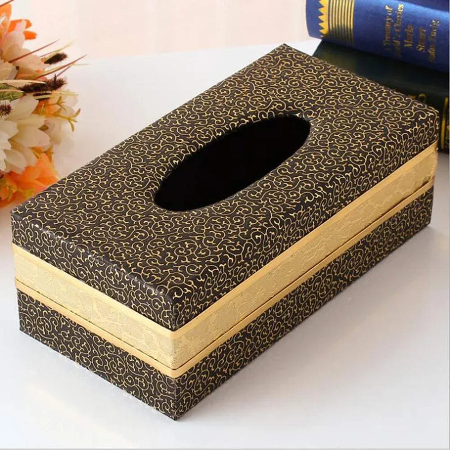 Leather Tissue Box Holder, Rectangular Cover with Lid for Home Office Car Tabletop, Brown 2