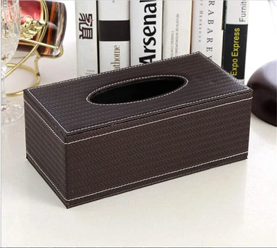 Leather Tissue Box Holder, Rectangular Cover with Lid for Home Office Car Tabletop, Brown 6
