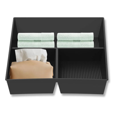 Lower Center Console Organizer Tray, Non Slip Waterproof TPE Car Storage Box Insert, Black