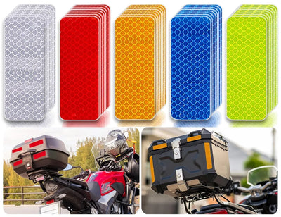 50 Pcs Reflective Safety Stickers, Waterproof PET Warning Decals for Cars Bikes, 5 Colors