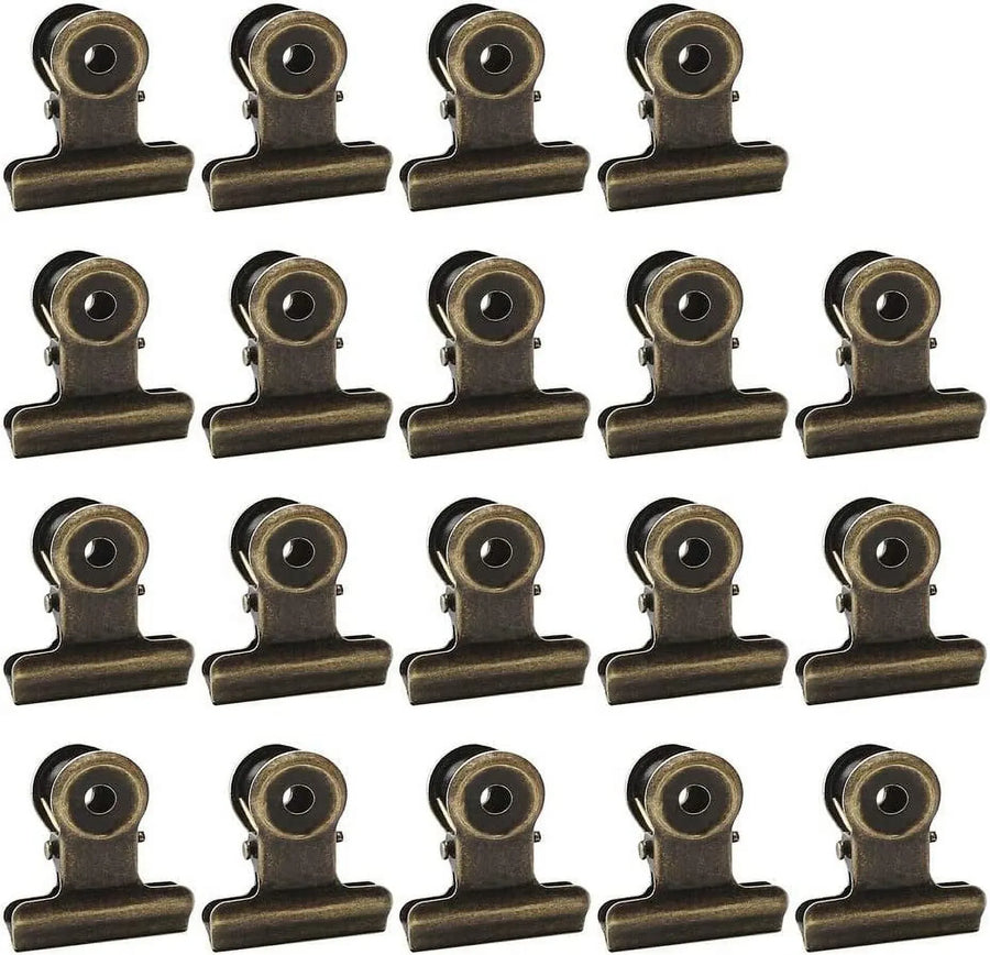 100 Pack Mini Bulldog Clips, Bronze Stainless Spring Clips with Hanging Hole, 0.87 Inch