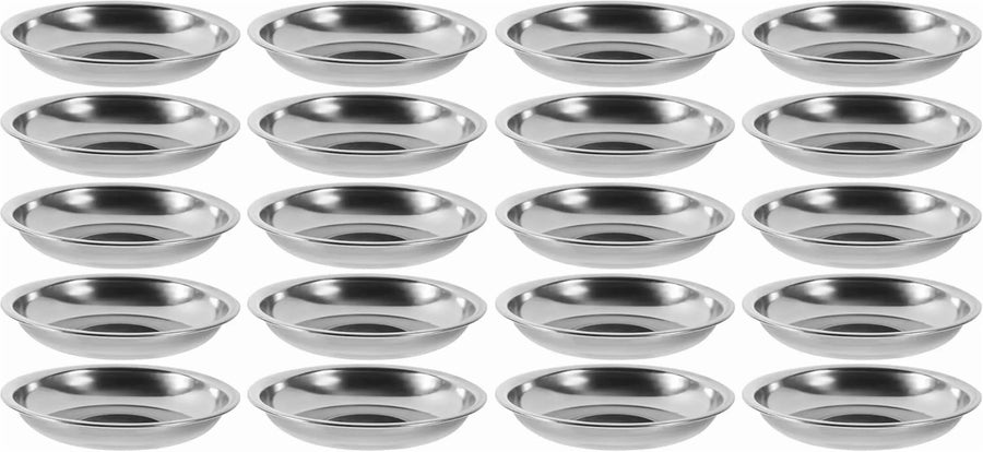 10 Pack 10cm Stainless Steel Dipping Dishes, Reusable Sauce Appetizer Plates for Camping, Silver