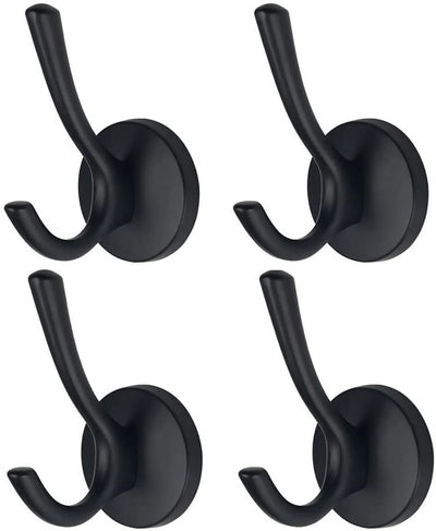 4 Pack Wall Hooks, Heavy Duty Self Adhesive Coat Towel Robe Hangers for Bathroom Kitchen, Black