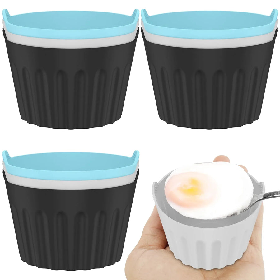 9 Pack Silicone Egg Poacher Cups, Reusable Non Stick Molds for 5-7 Qt Air Fryers Ovens