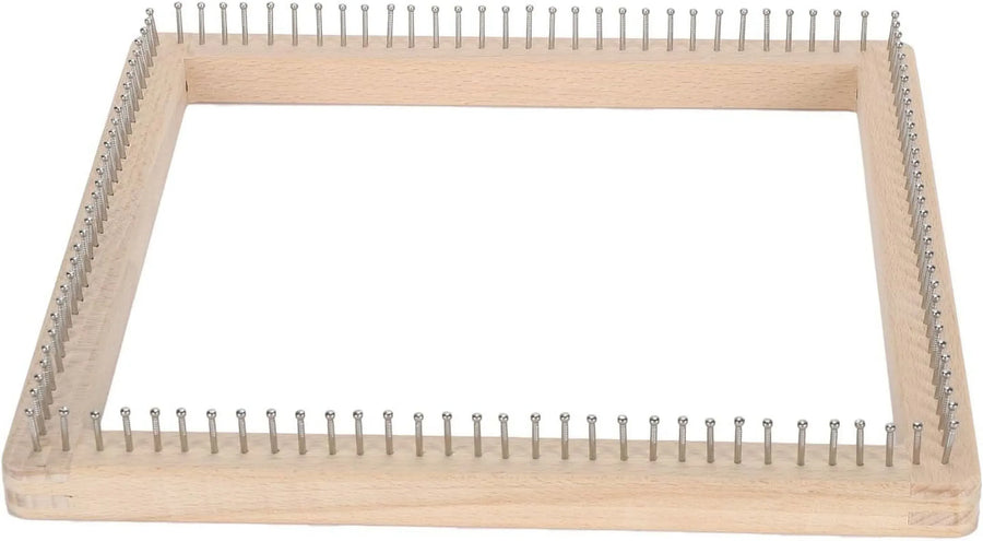 Square Wooden Knitting Loom Board, Beech Wood with Stainless Hooks for Blankets Scarves, 30 x 30cm