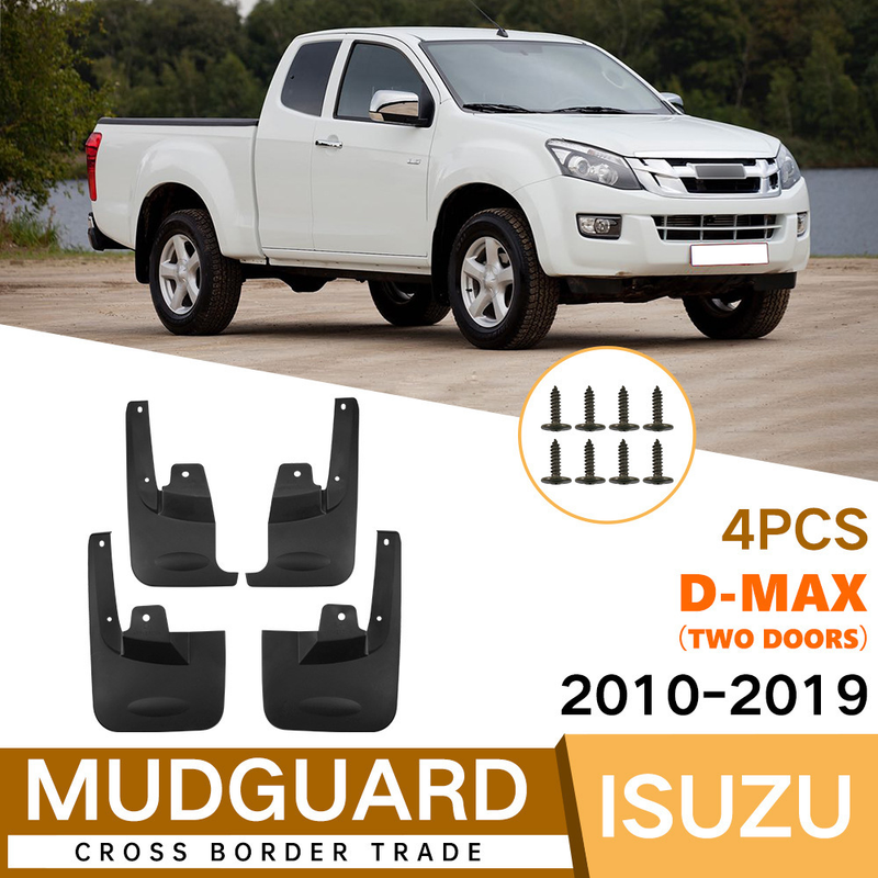 4Pcs Car Mud Flaps Splash Guards Fender Mudguards Fit Isuzu D-Max Two Doors 2010-2019 Front Rear Wheel Mud Guards with Mounting Screws