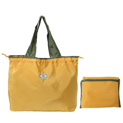 Foldable Reusable Grocery Tote Bag, Drawstring Shoulder Handbag, Lightweight Travel Storage Bag for Supermarket Shopping, Outdoor & Daily Use(Mustard yellow)